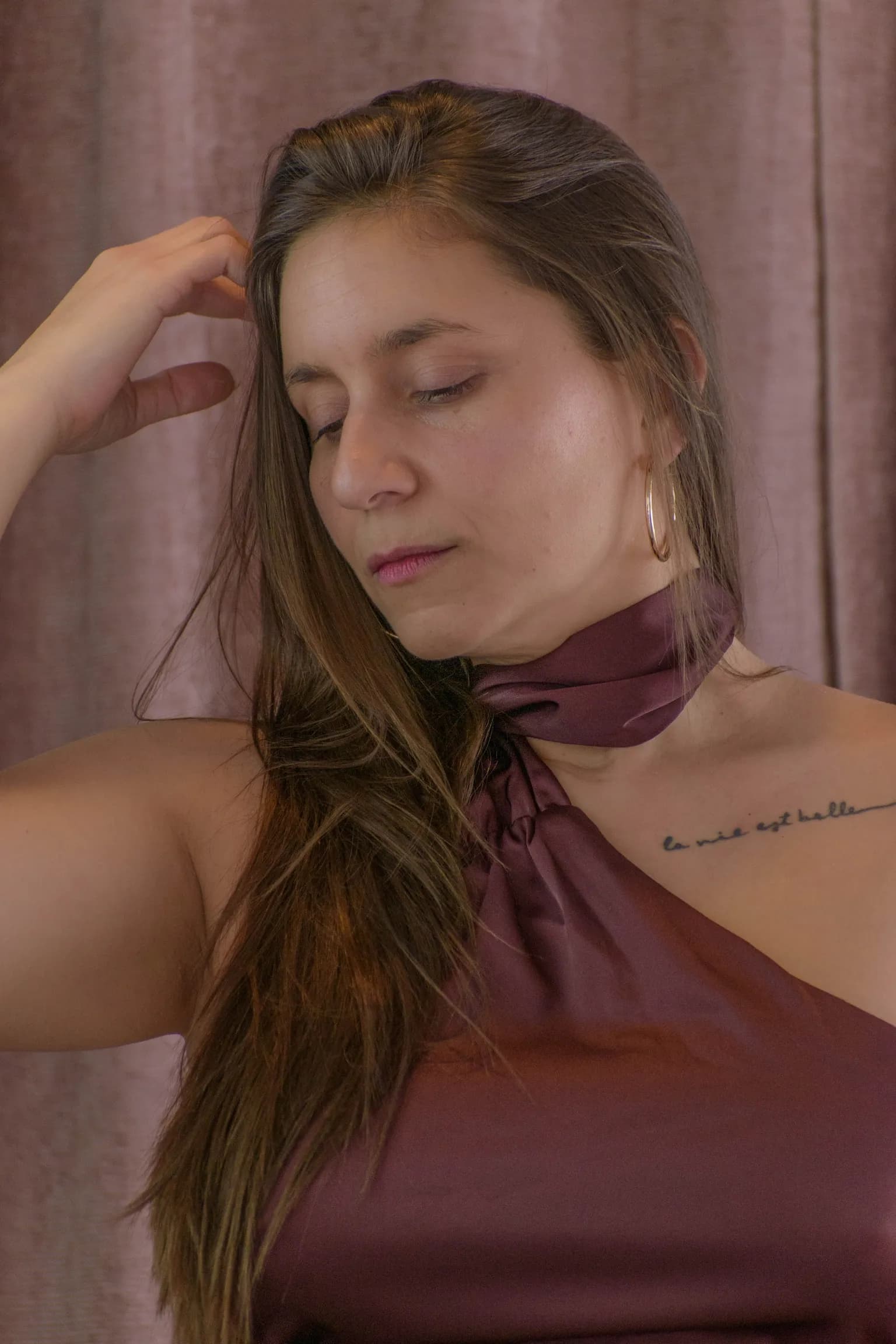 Vestido Bordo, Largo - Imagen 1