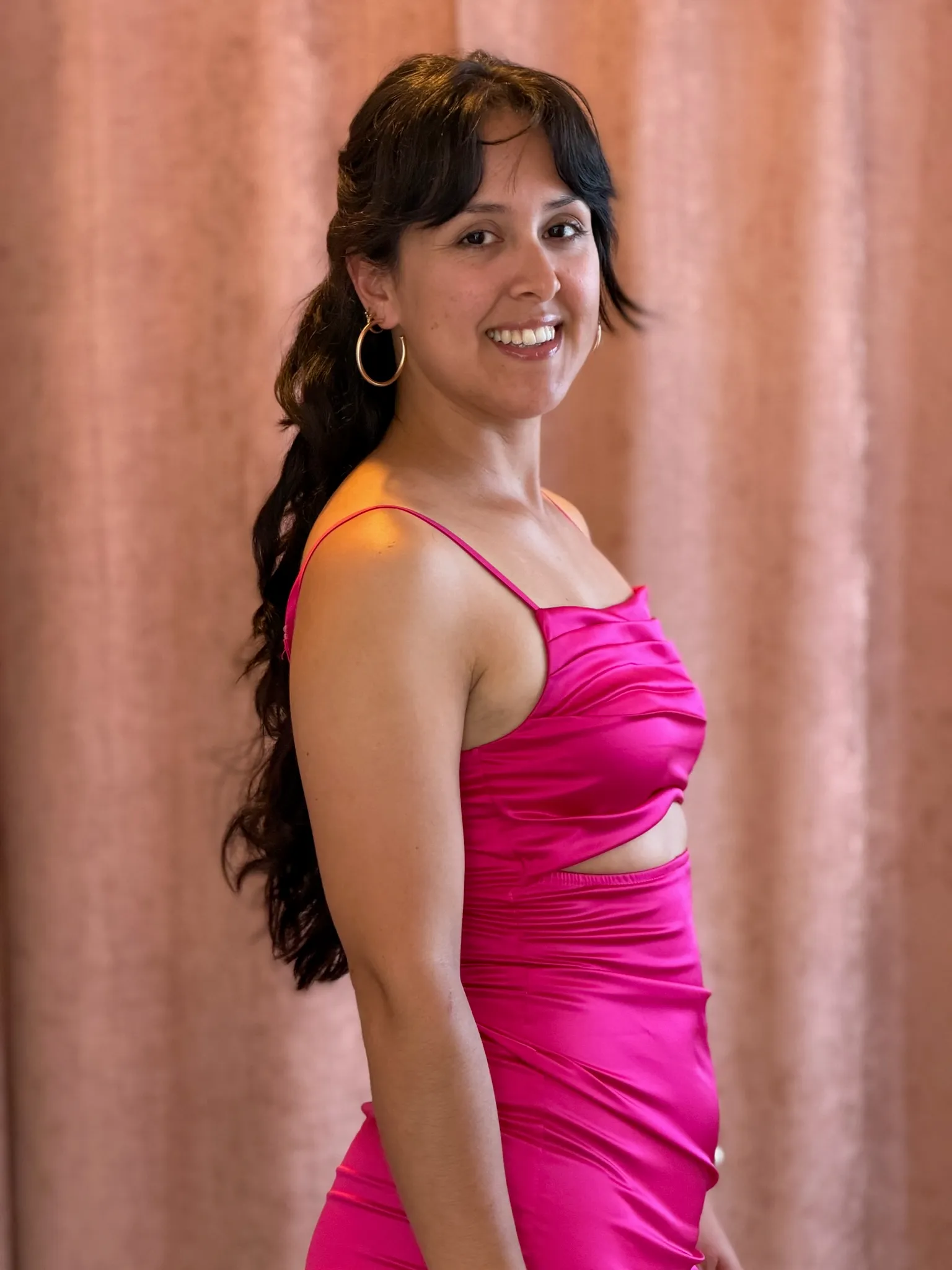 Vestido seda fucsia-014 - Imagen 1