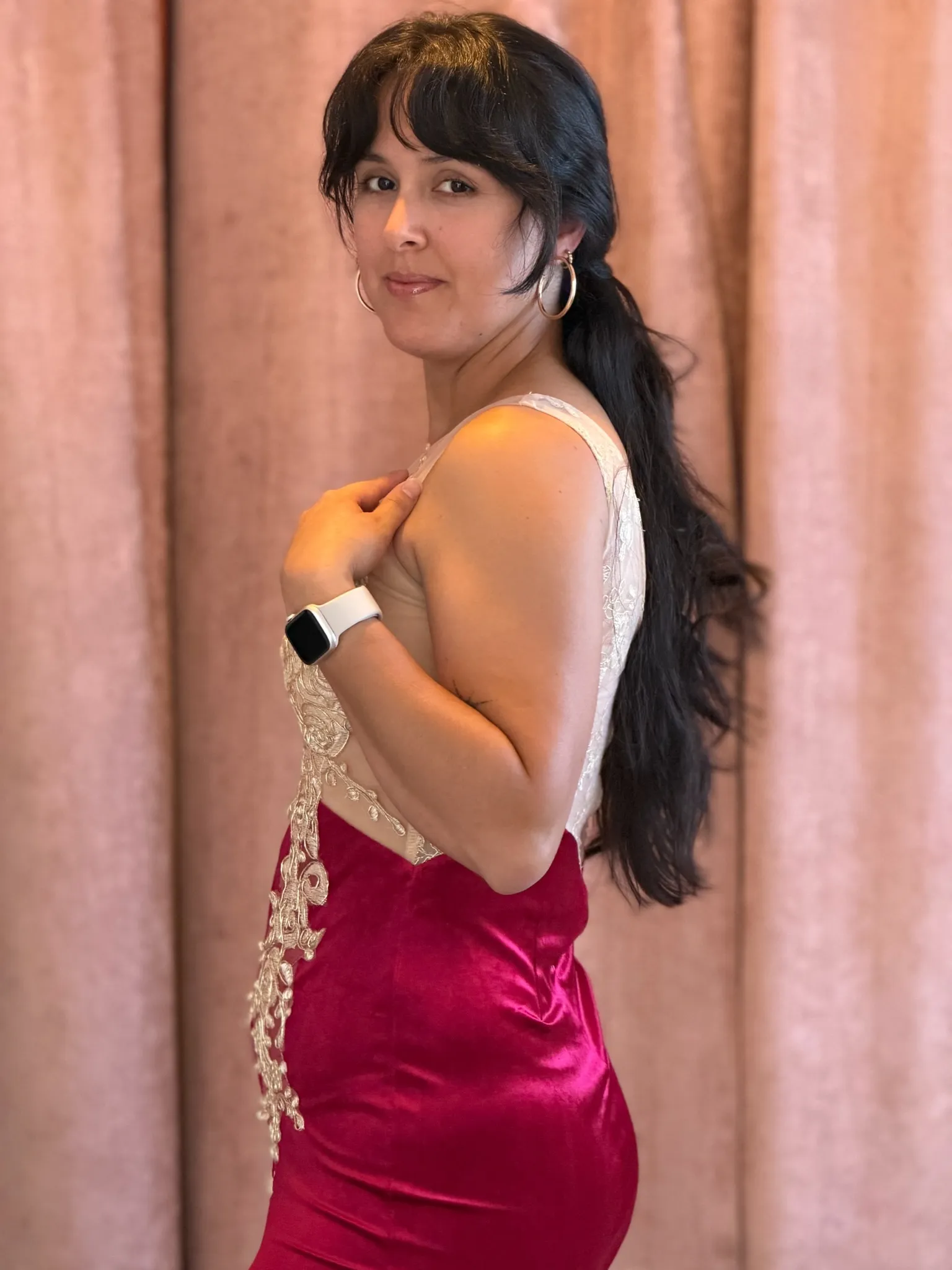 Vestido bordo terciopelo-003 - Imagen 2