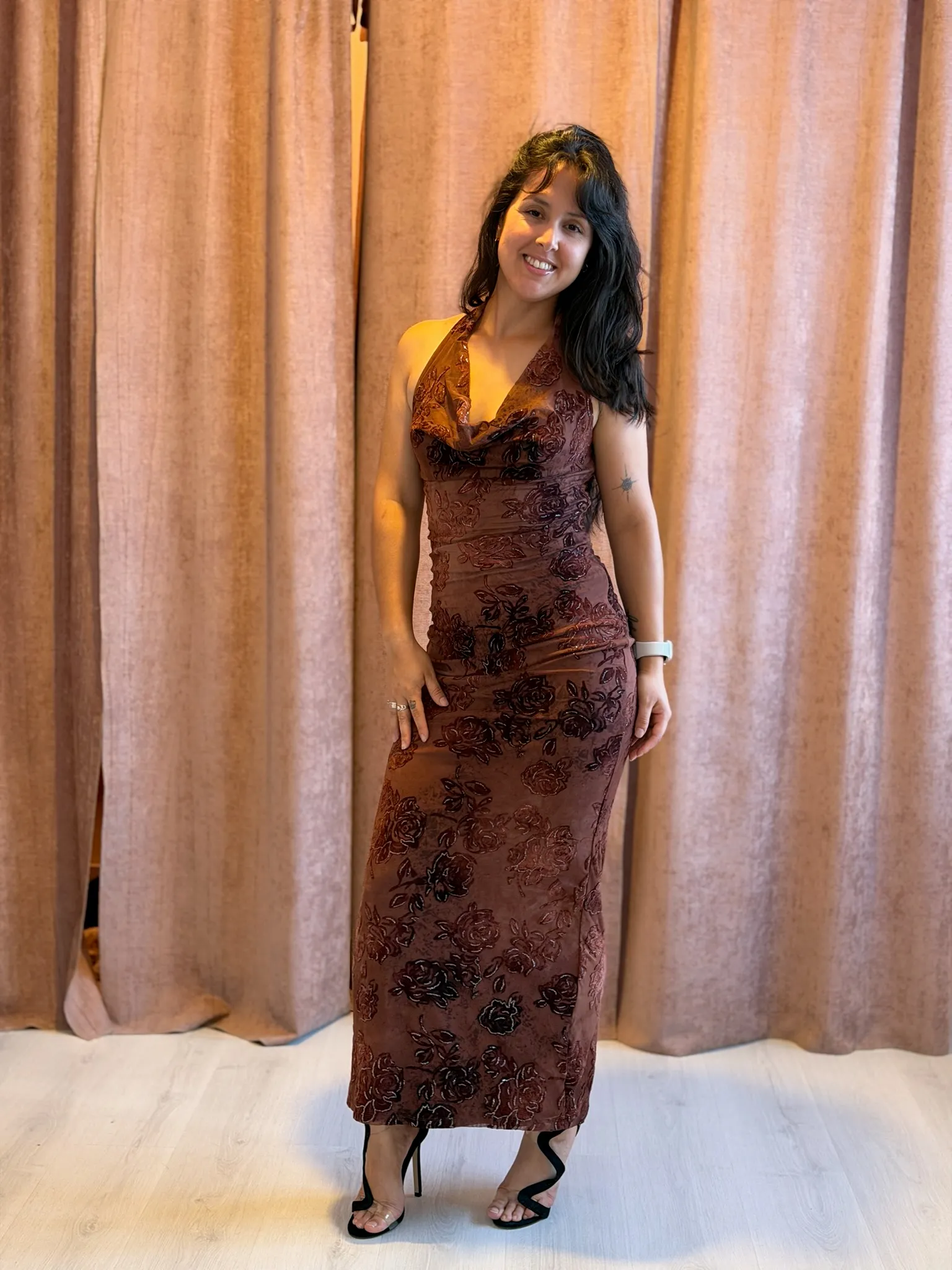 Vestido largo marrón-089 - Imagen 2