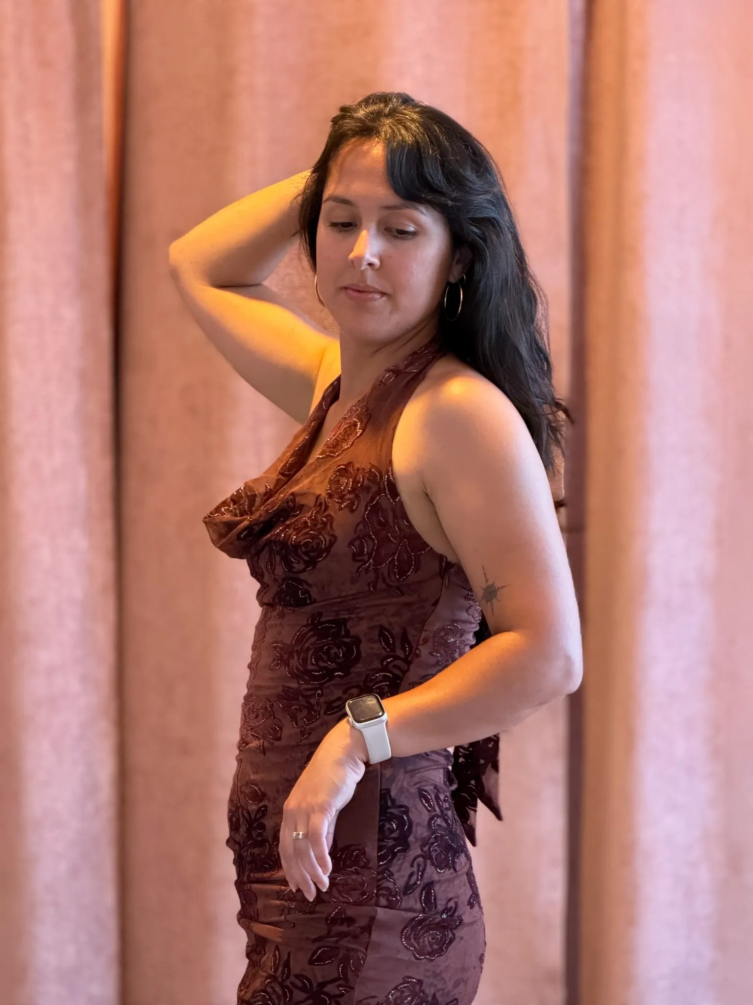 Vestido largo marrón-089 - Imagen 3