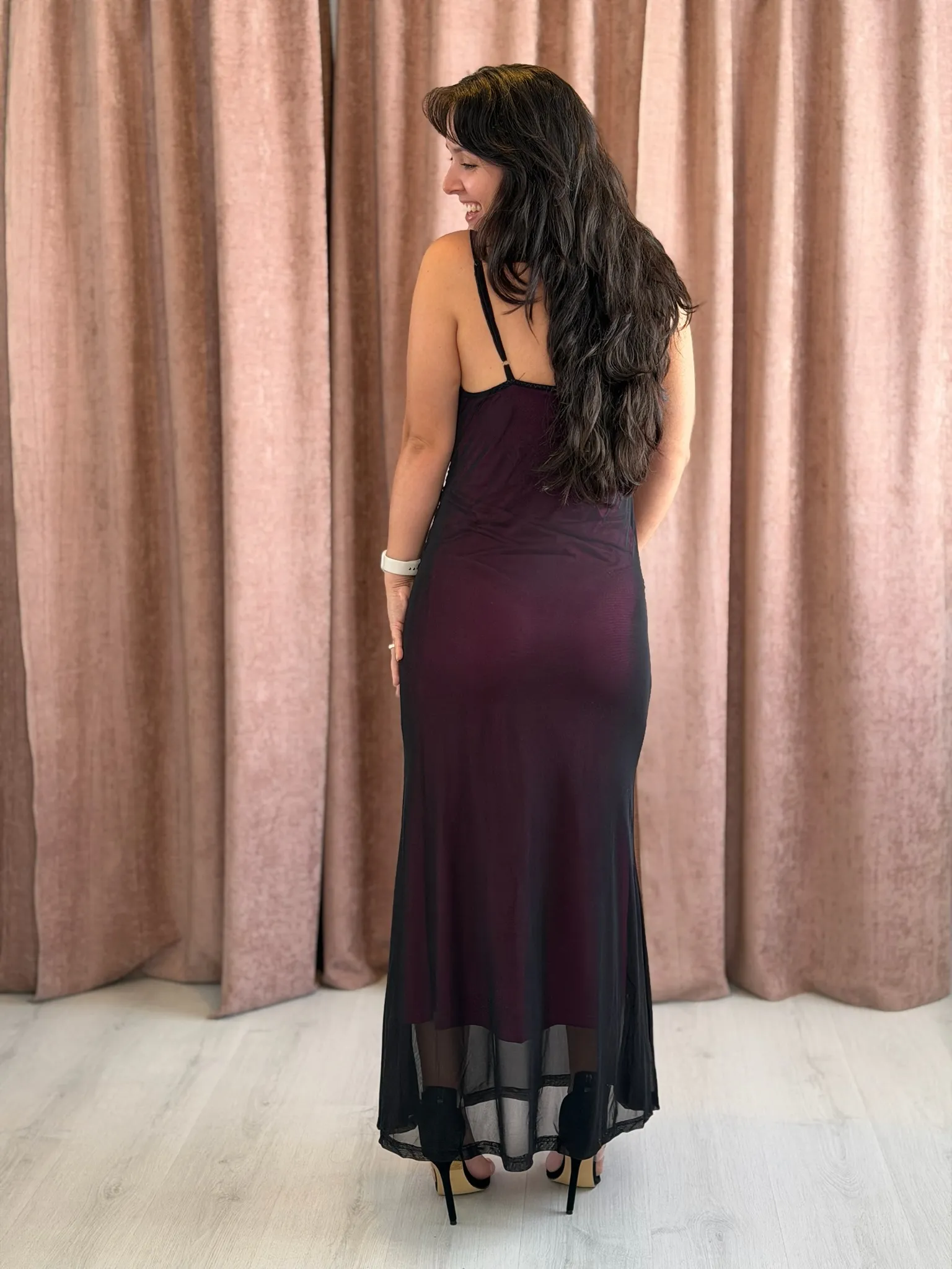 Vestido fucsia simil transparencia - 015 - Imagen 3