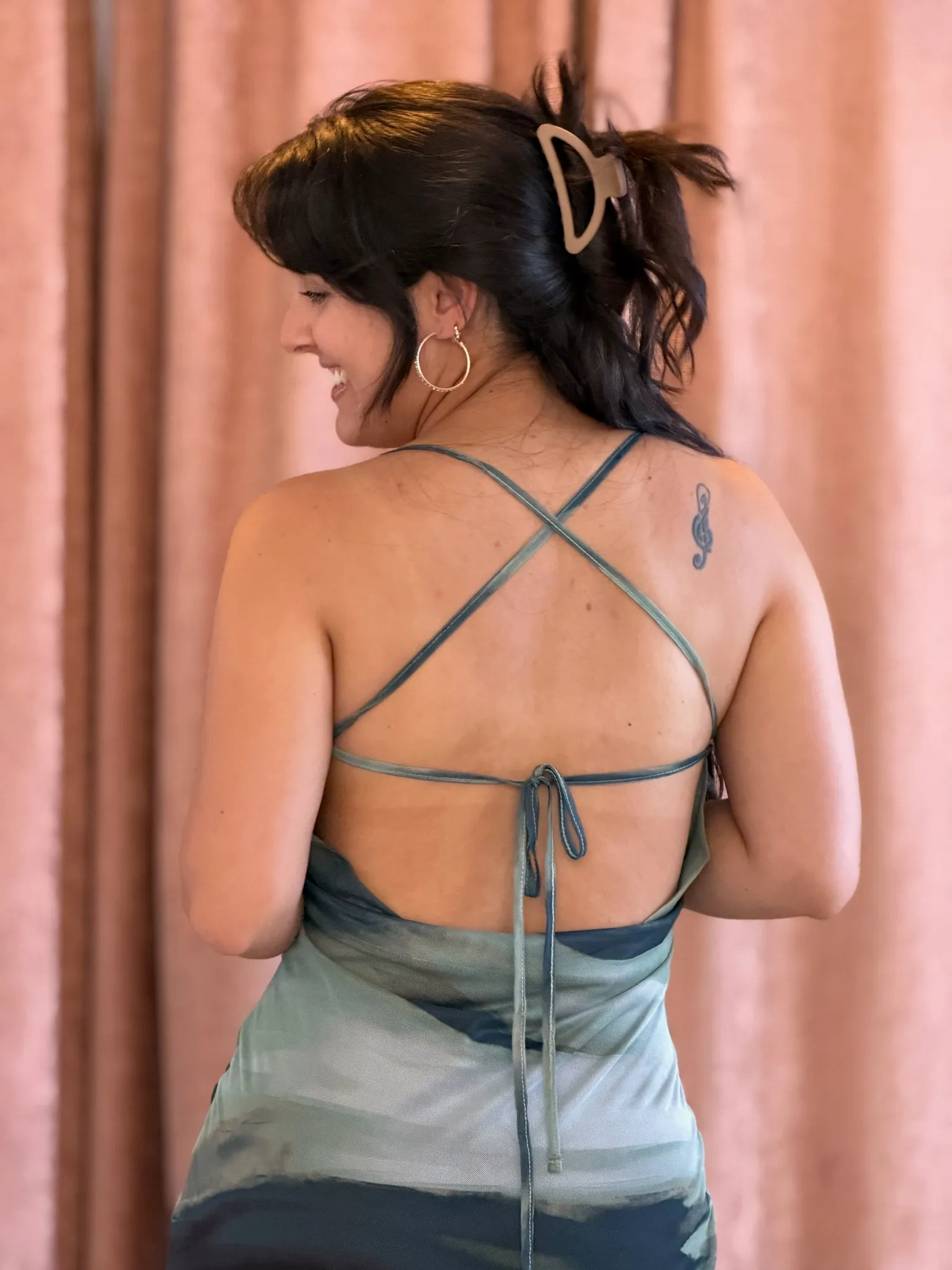 Vestido verde estampado, Largo - 079 - Imagen 4