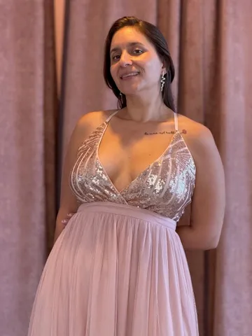 Vestido largo con tul rosa - 018 - Imagen 1