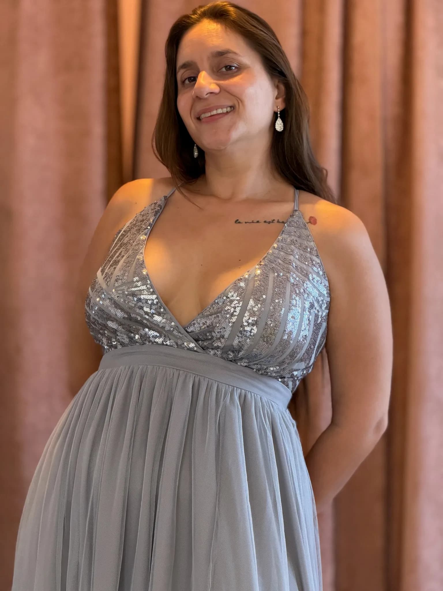 Vestido largo con tul - 032 - Imagen 1