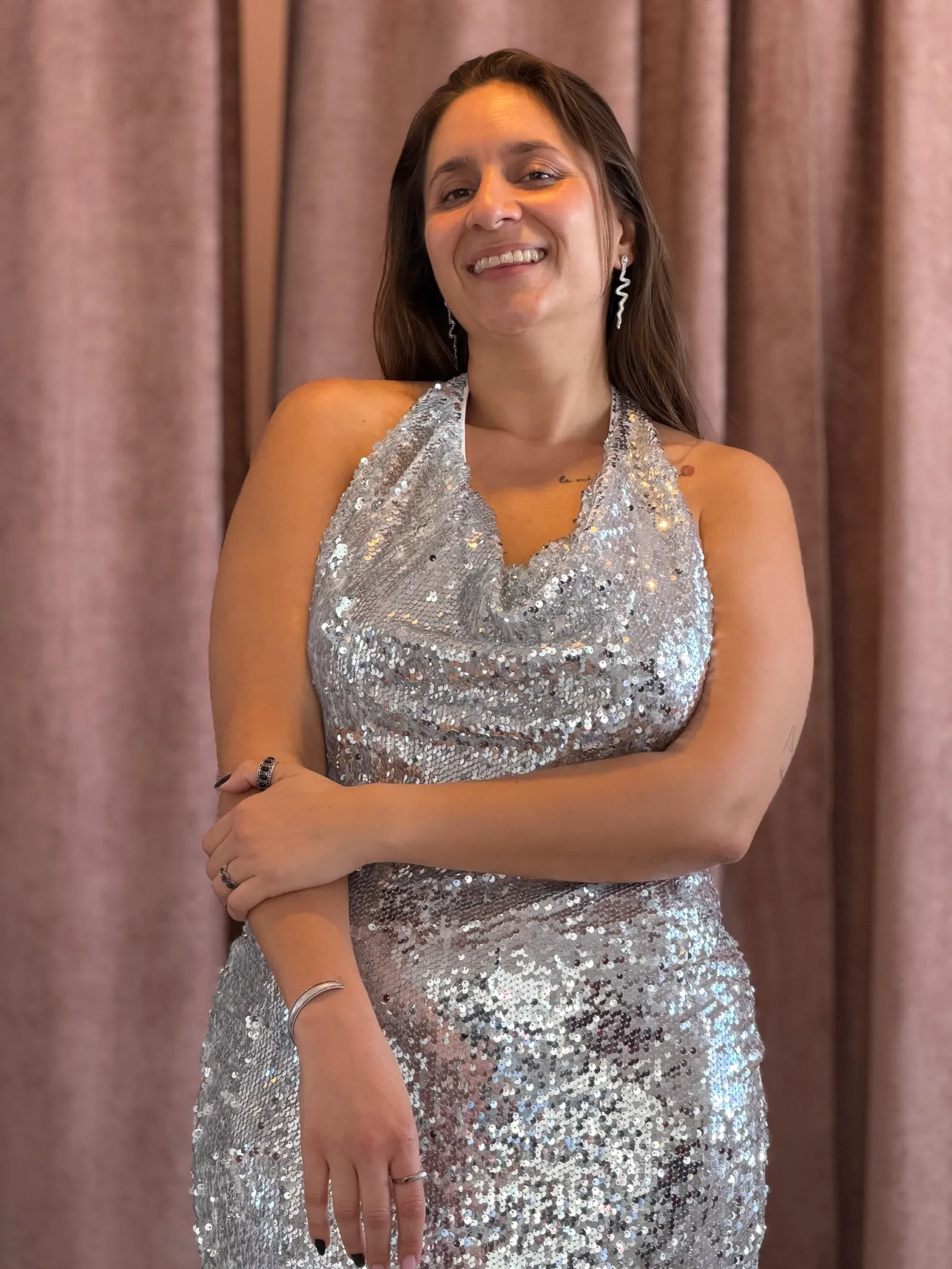 Vestido plateado con lentejuelas - 033 - Imagen 1