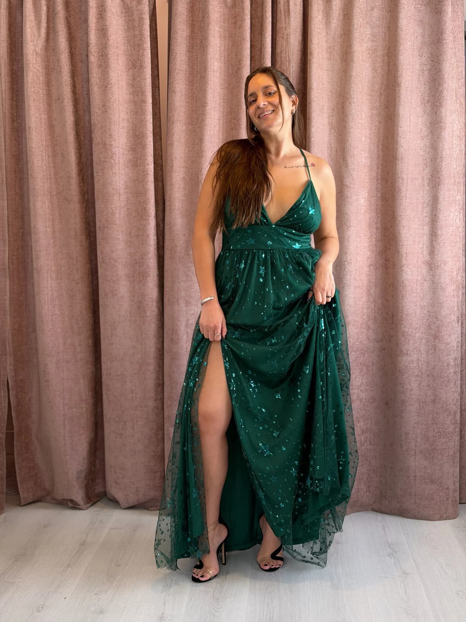 Vestido largo verde tul estrellitas - 044 - Imagen 2