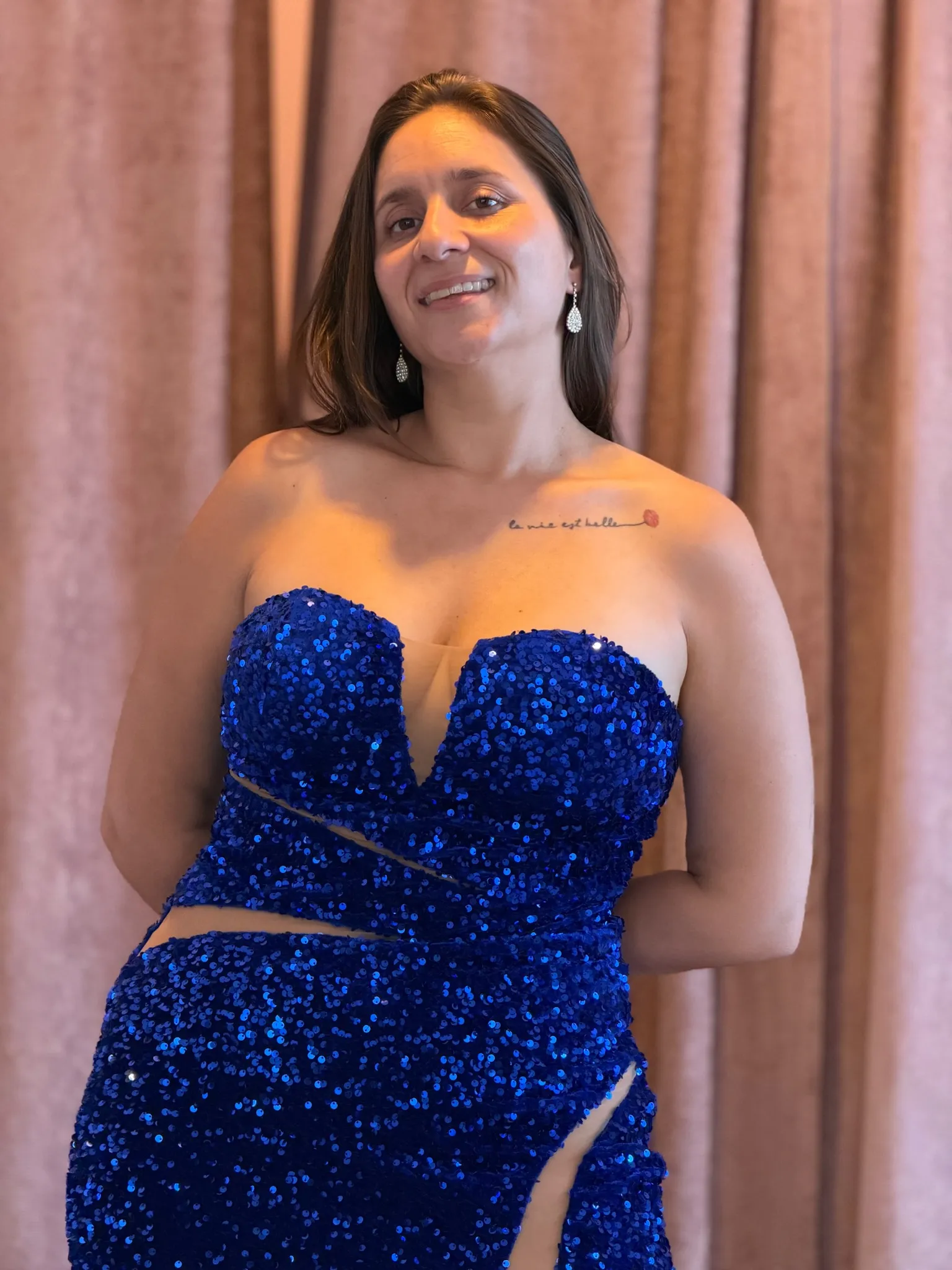 Vestido azul con transparencias - 053 - Imagen 1