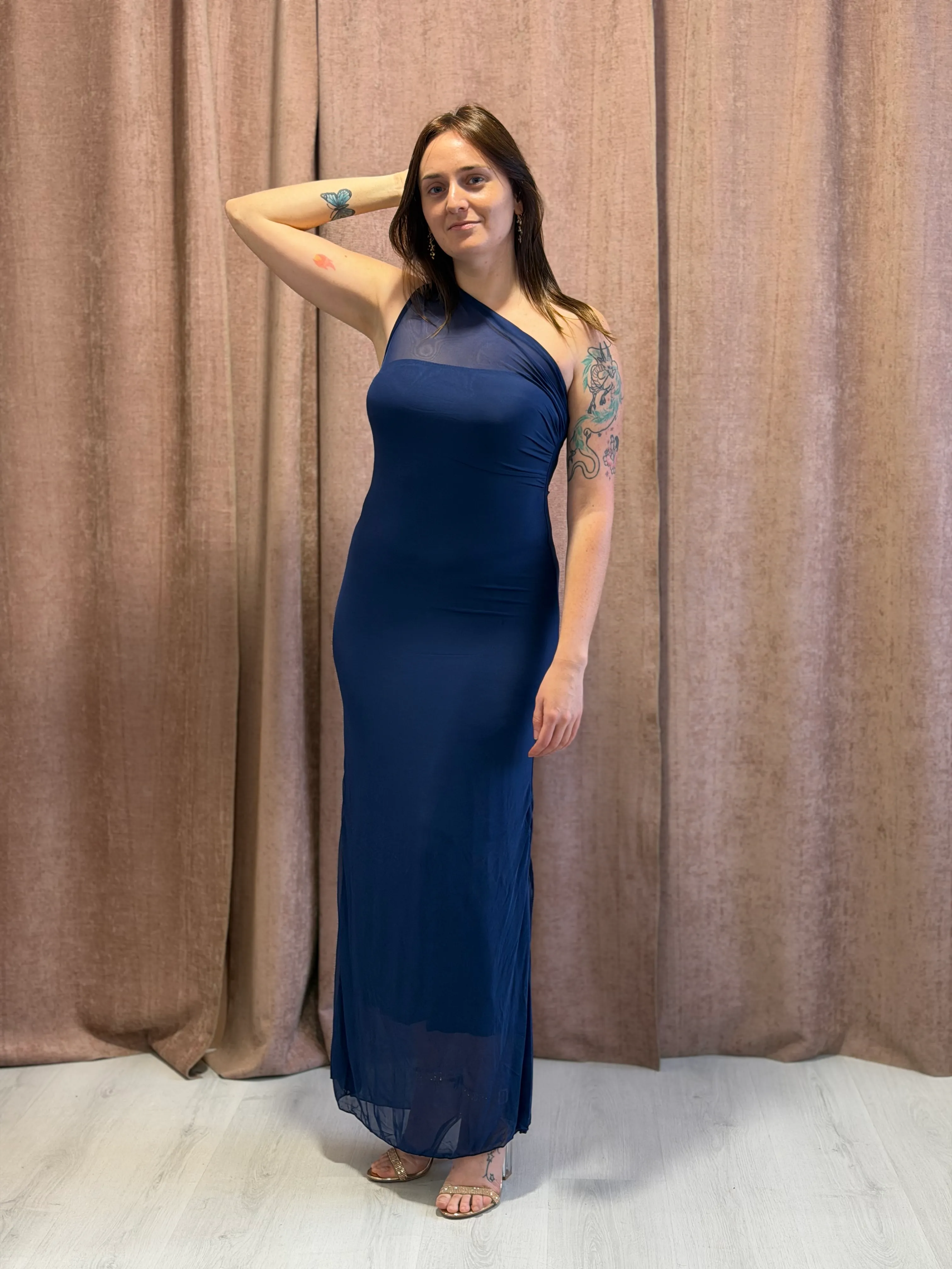 Vestido Flor azul con cuello tul - 134 - Imagen 1