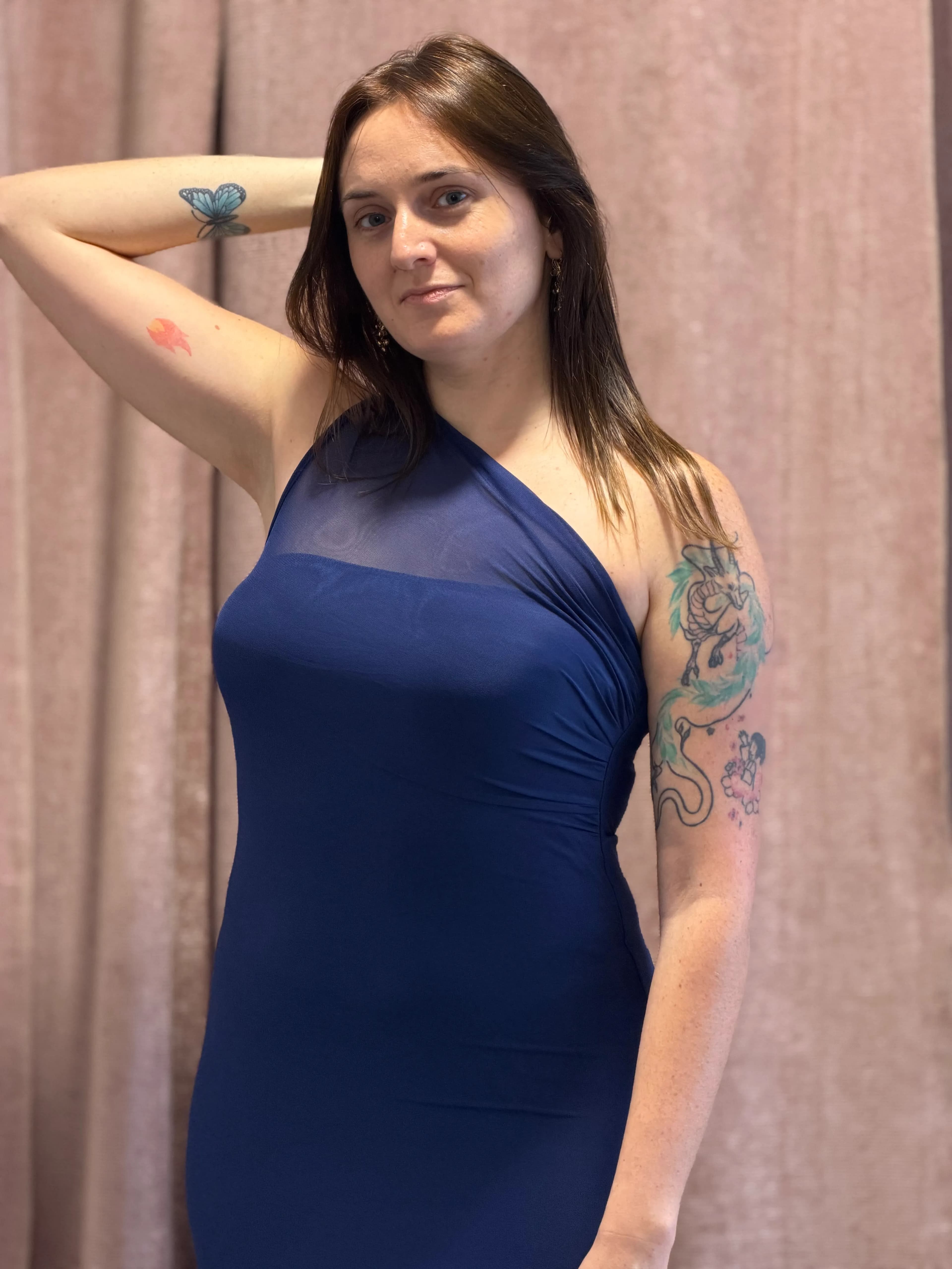 Vestido Flor azul con cuello tul - 134 - Imagen 2