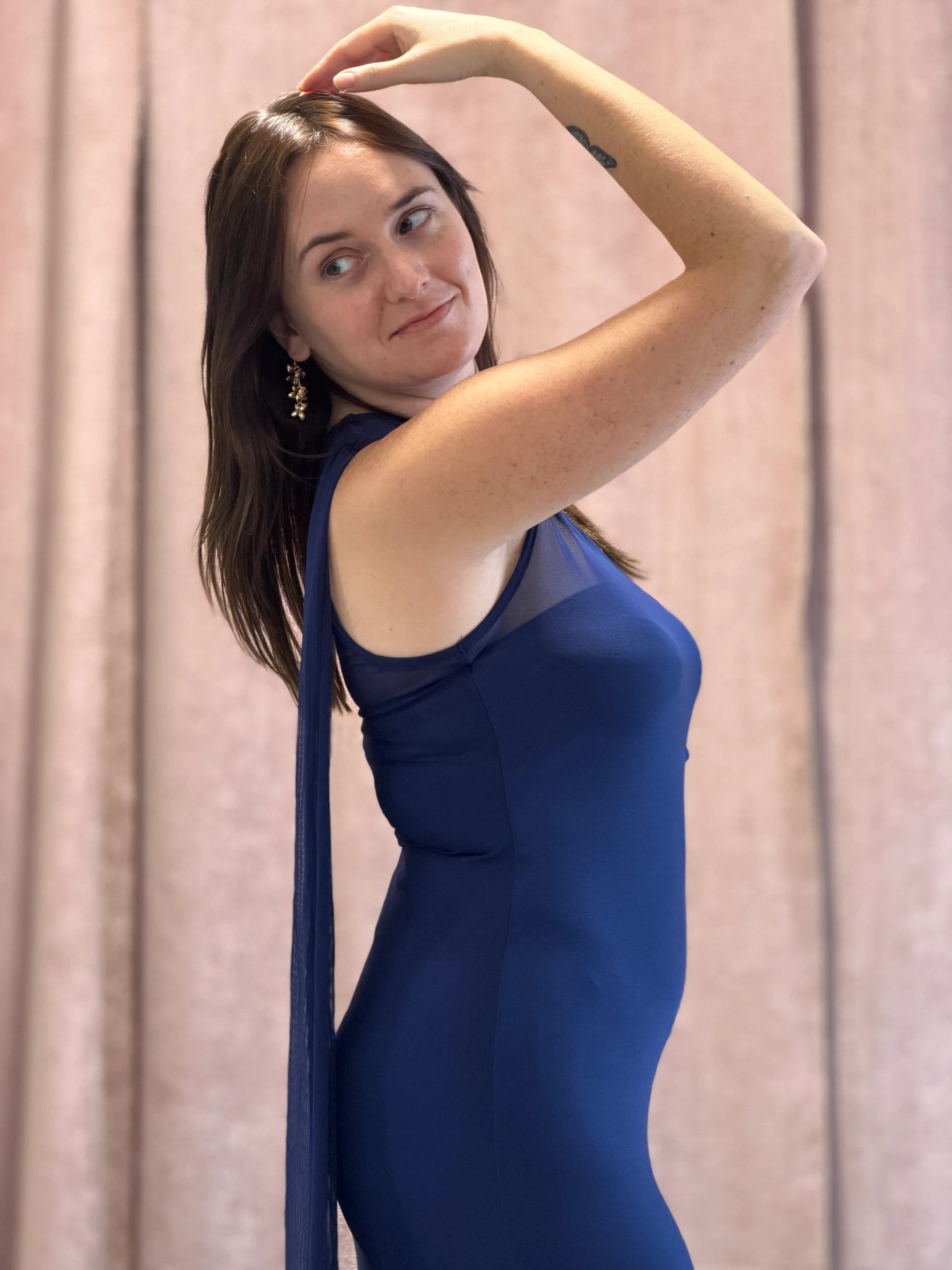 Vestido Flor azul con cuello tul - 134 - Imagen 3