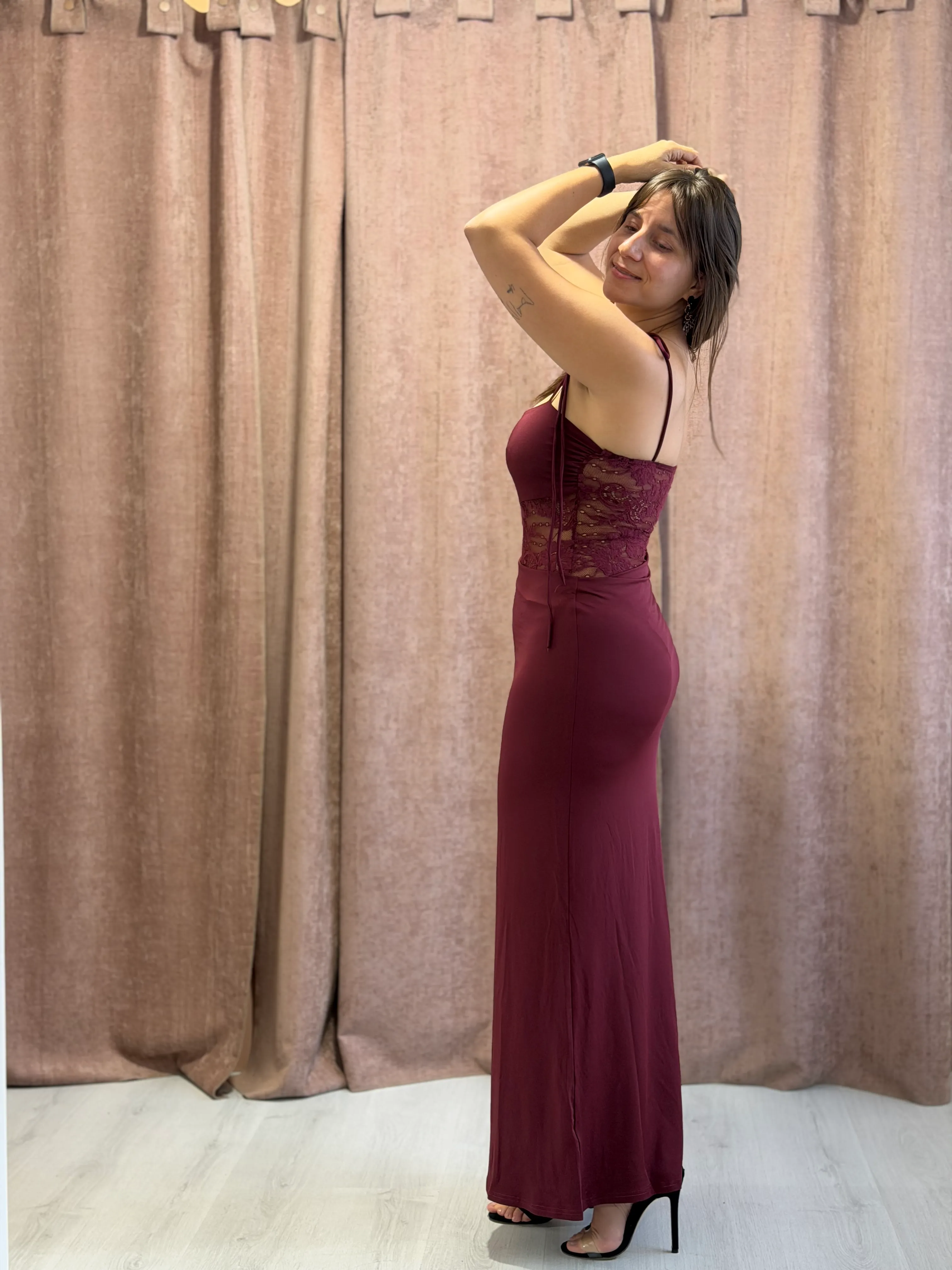 Vestido bordo con body - 128 - Imagen 2