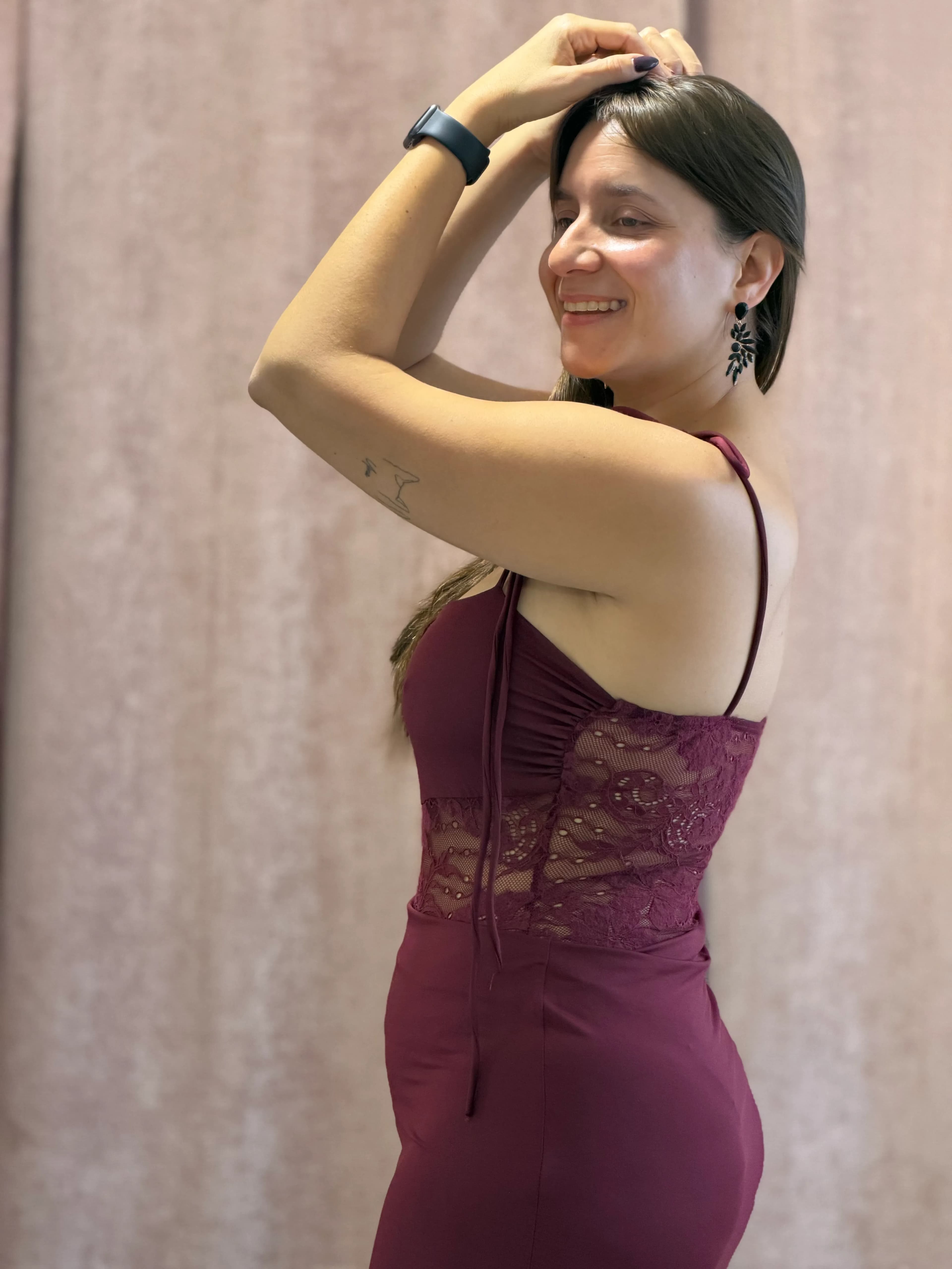 Vestido bordo con body - 128 - Imagen 3