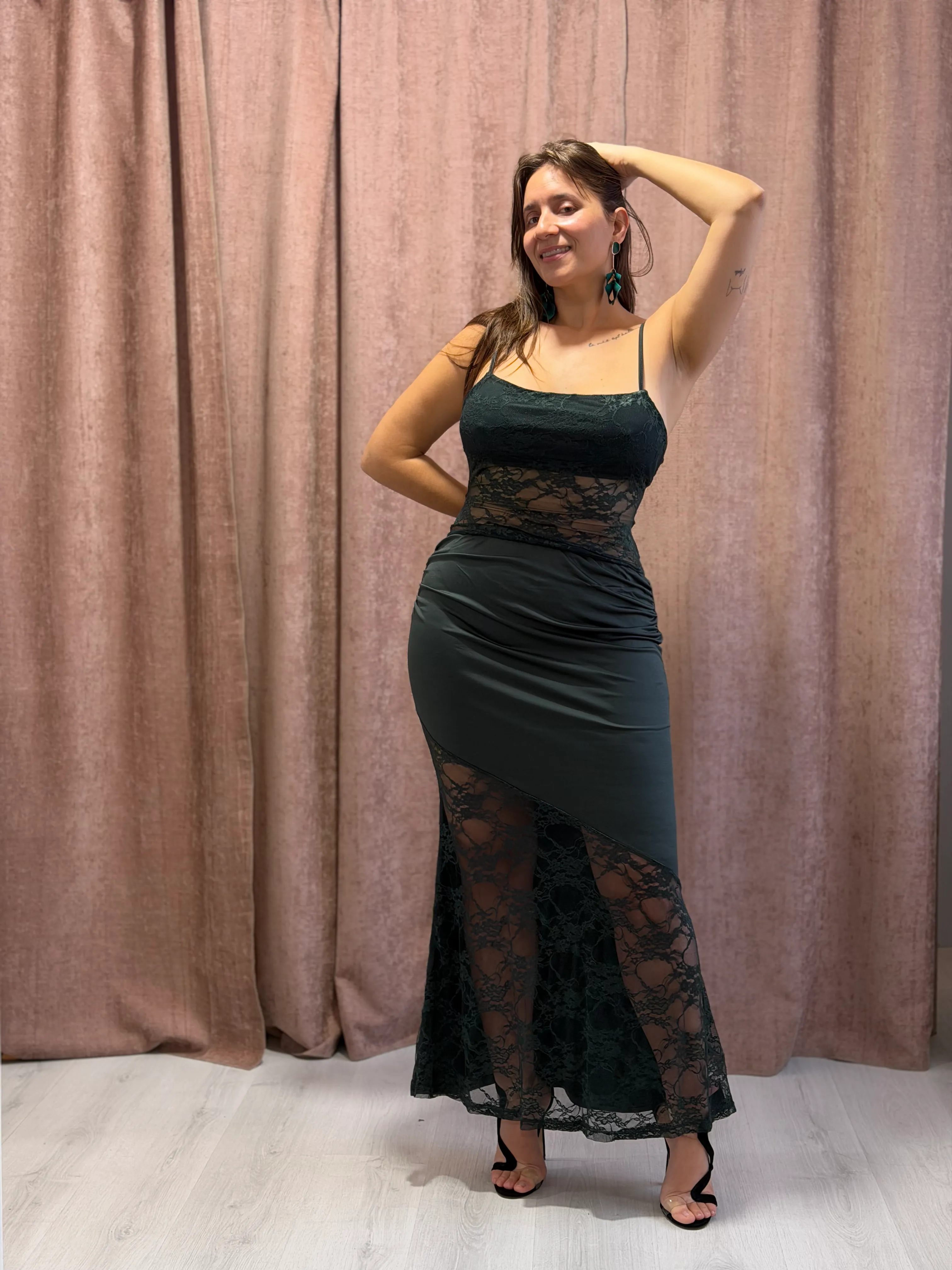 Vestido Verde con encaje - 125 - Imagen 1